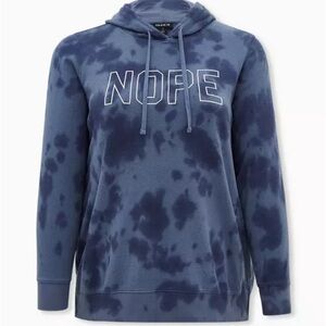 Torrid Navy Tie-Dye Hoodie with 'NOPE' Graphic